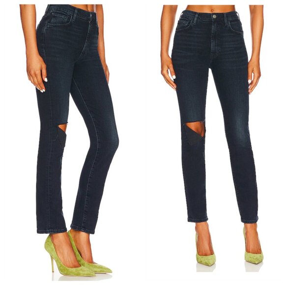 NWT 7 For All Mankind Easy Slim Dark Distressed with Open Knee Jeans, Size 28 - Picture 12 of 13